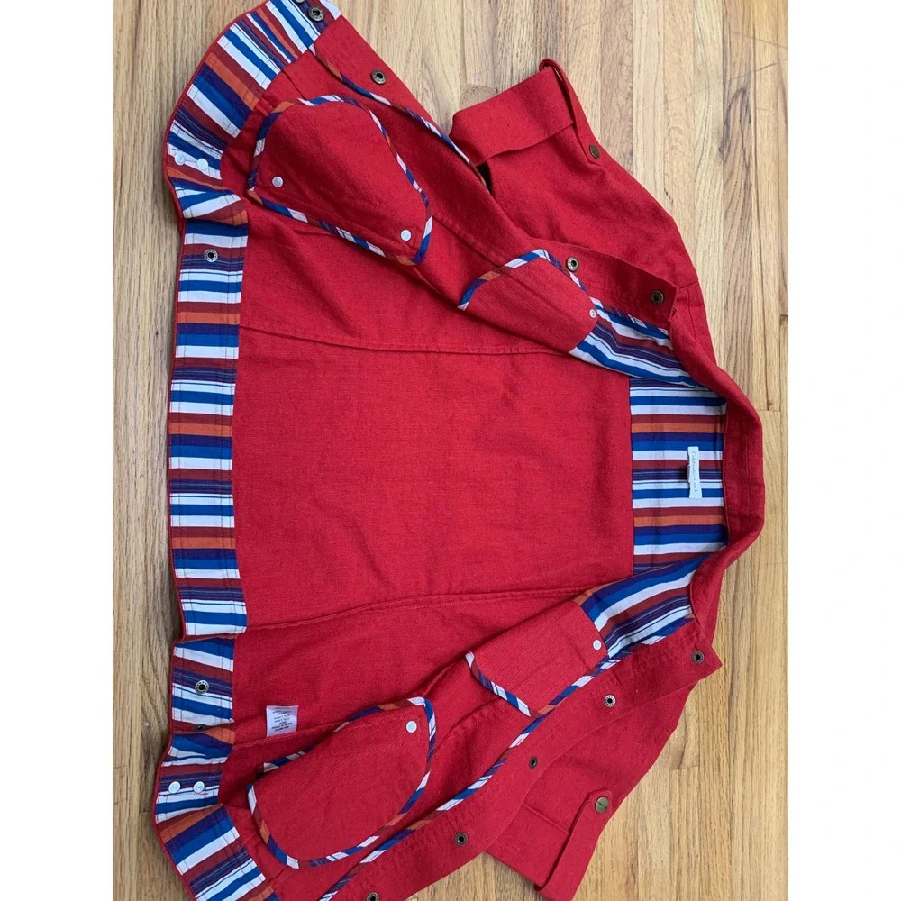 Coldwater Creek Women's Red‎ Linen Blend 10 Short Sleeve Button Jacket